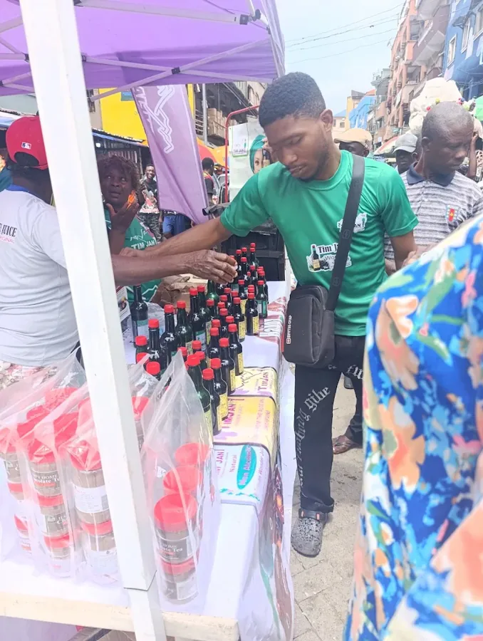 Timjan products shown at a real community market event